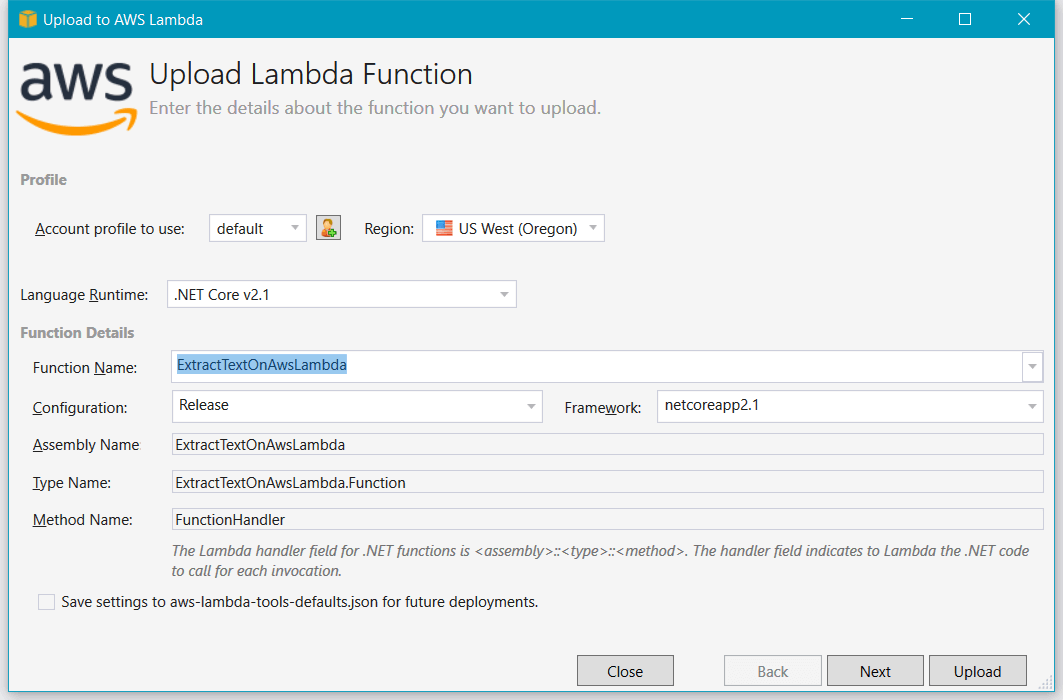 Deploy AWS Lambda function